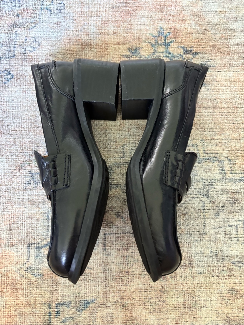 Nine West Black Leather Penny Loafers for Women - Picture 7 of 16